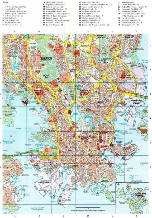 Карта достопримечательностей Хельсинки