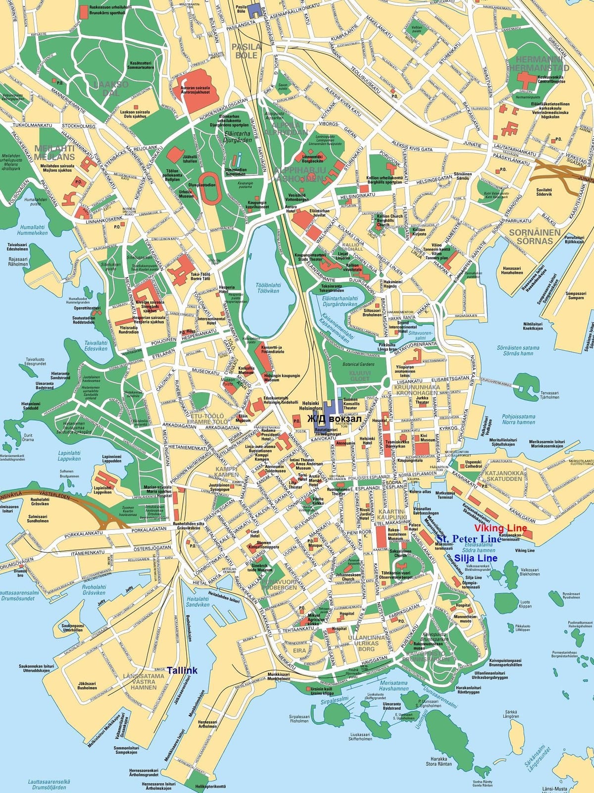 Карта города Хельсинки