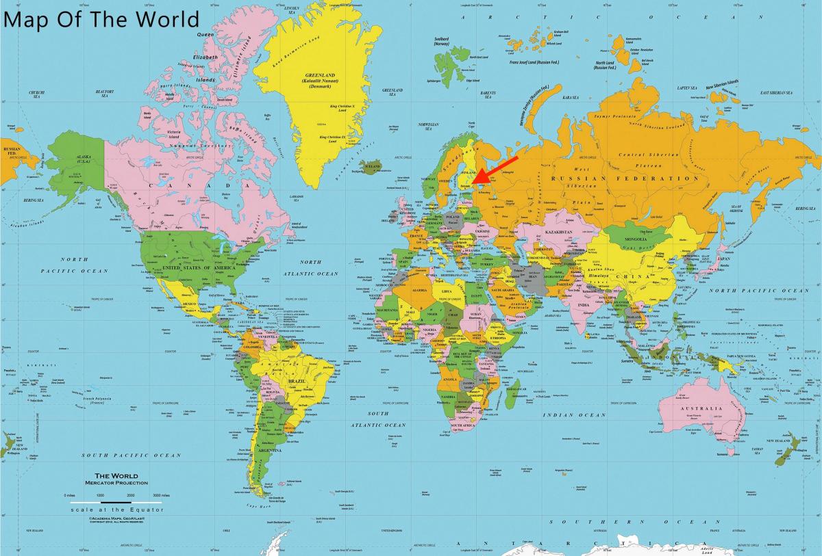 Расположение Хельсинки на карте мира