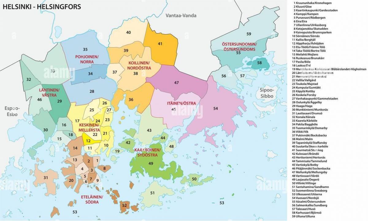 Карта районов Хельсинки